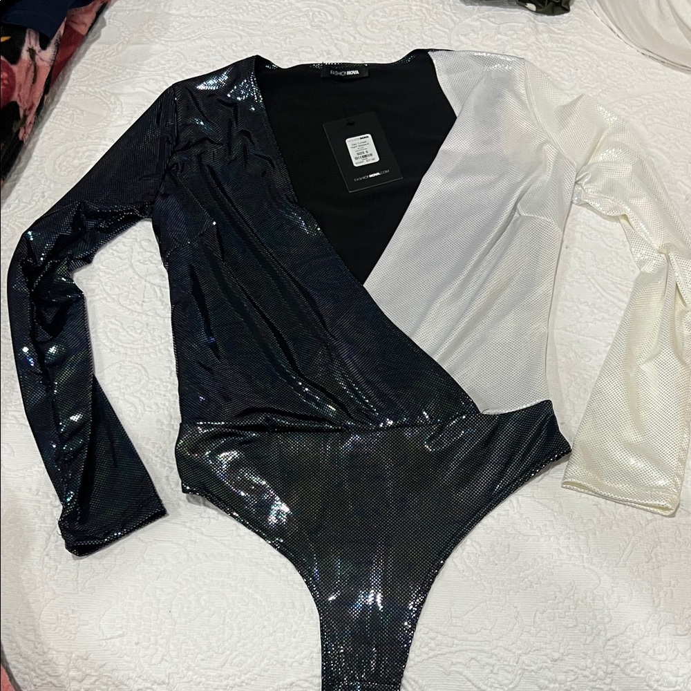 Fashion Nova Black and White Bodysuit